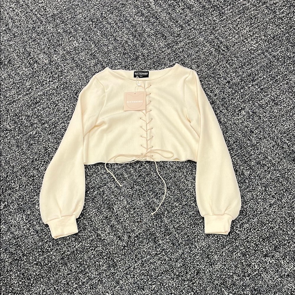 Kittenish Ivory Lace-Up Crop Top